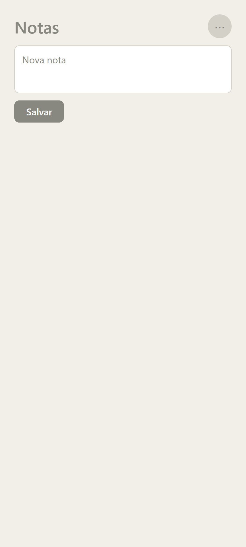 Tela de disfarce do Estia, parecendo um app comum de notas